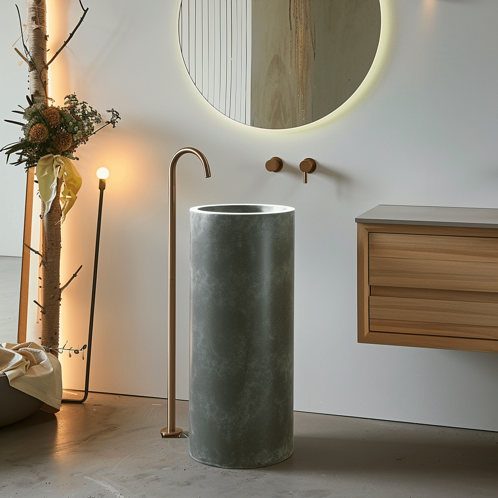 Lavabo đứng đá nhân tạo DRL08GR thiết kế trụ tròn hiện đại